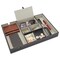 Leather Valet Catchall Tray for Men with 6 Compartments - Bedside Nightstand Organizer for Phones (Black)